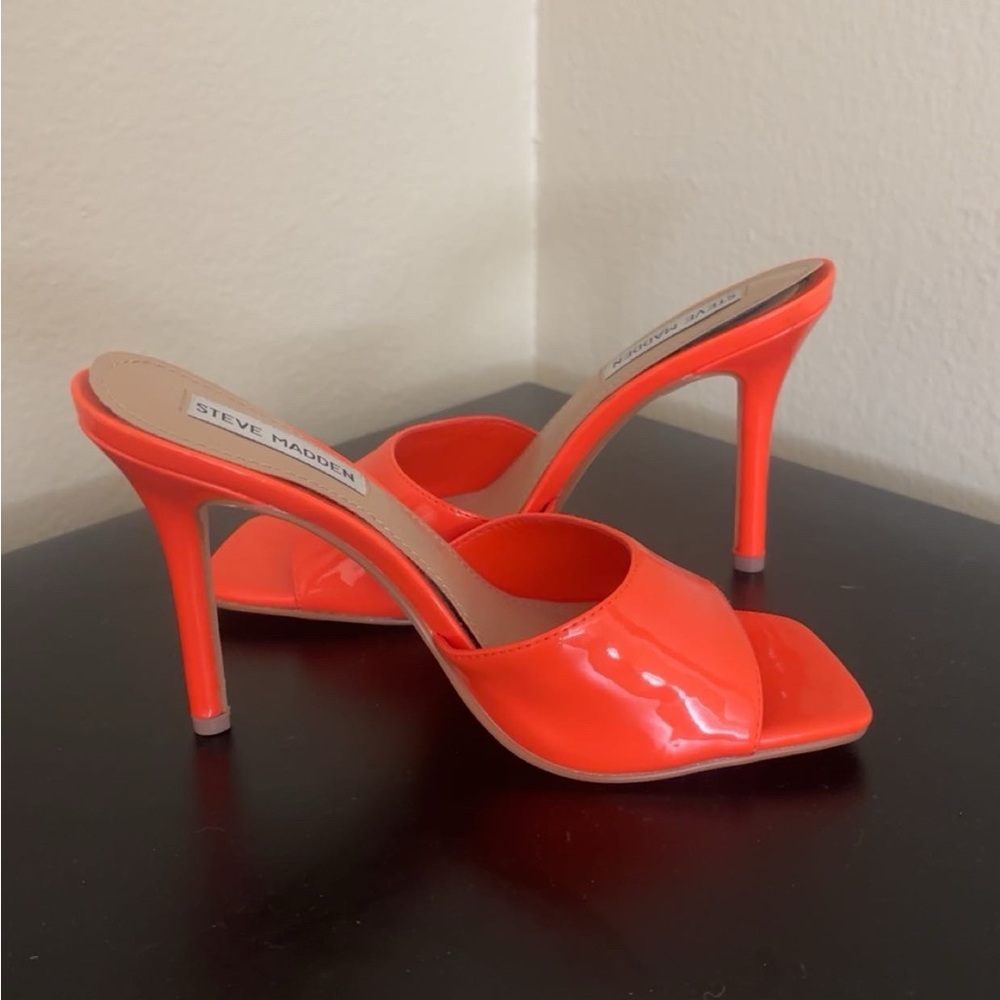 Steve Madden Neon Orange Heeled Mules